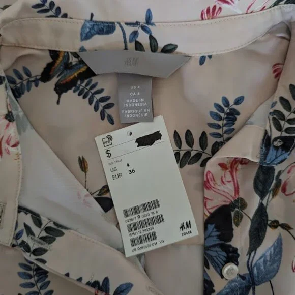 *NWT* H&M Pink/beige colored, floral Blouse, Size 4 - Picture 3 of 6